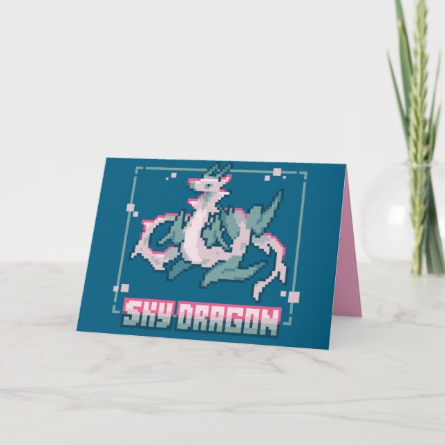 Sky Dragon, happy birthday pixel art Dankeskarte (Vorderseite)