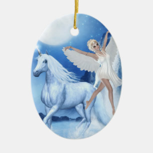 Sky Fee Asparas und Unicorn Keramik Ornament