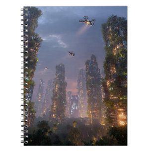 Sky Forest Futuristic Drone City Notebook Notizblock