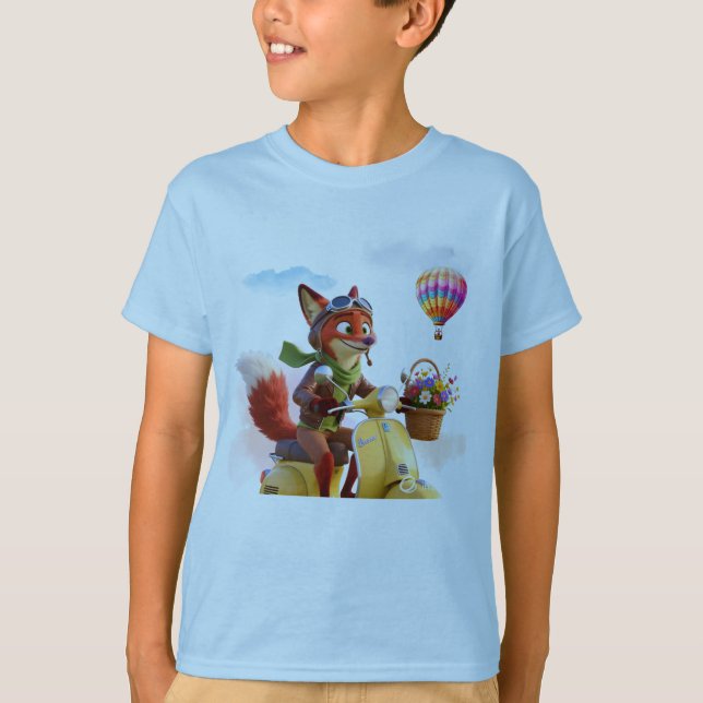 "Sky Fox" Dawn Aviator Cute Animal Adventure T-Shirt (Vorderseite)
