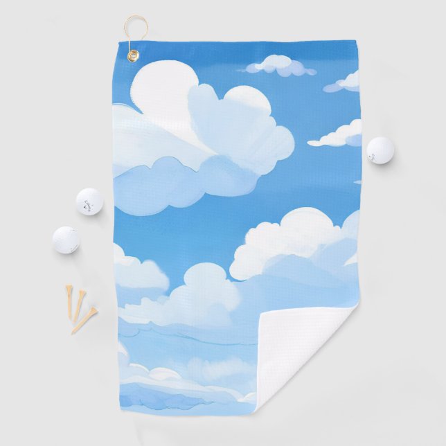 Sky Full of Clouds | Watercolor Blue Sky Painting Golfhandtuch (Insitu)