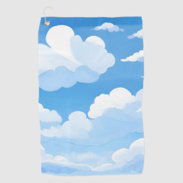 Sky Full of Clouds | Watercolor Blue Sky Painting Golfhandtuch