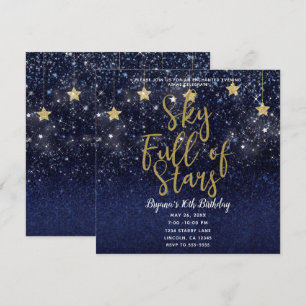 Sky Full Stars Starry Night Gold Blue Party Einladung