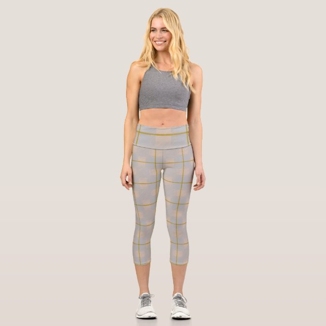 Sky + Gras Kariert Capri Leggings (Vorderseite)