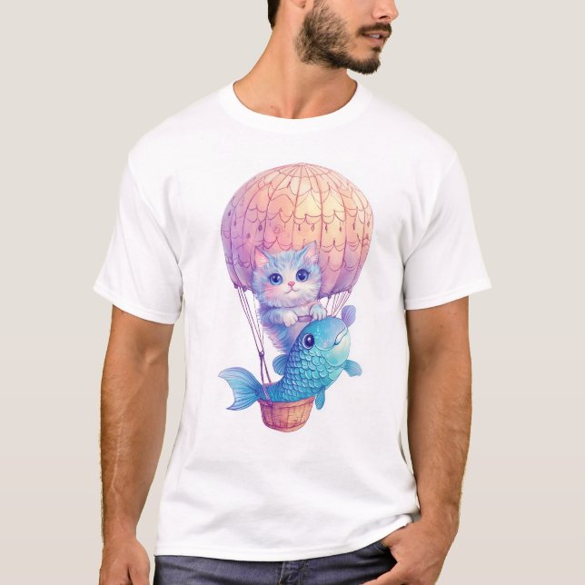 Sky High Kitty � Cute Whimsical Cat Adventure T-Shirt (Vorderseite)