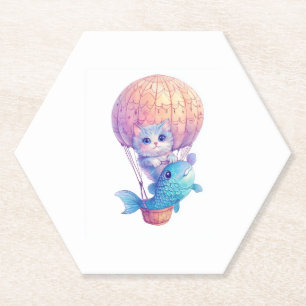 Sky High Kitty � Niedliches whimsical Cat Adventur Untersetzer