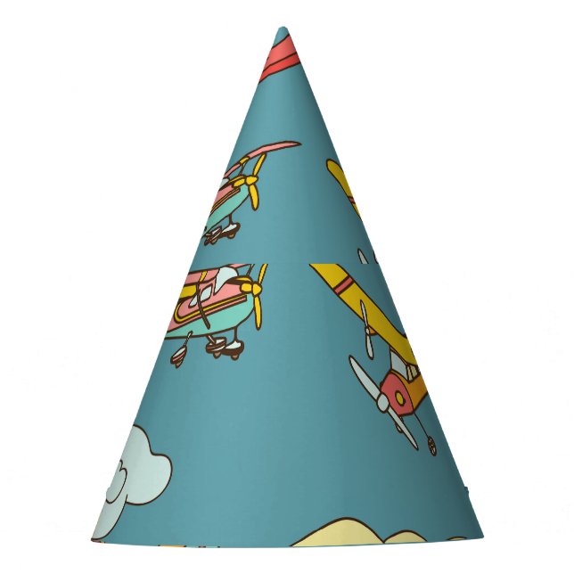 Sky High: Retro Flugzeug Design Partyhütchen (Vorderseite)