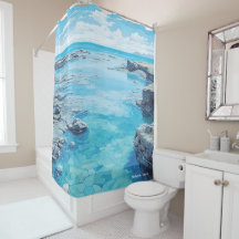 Sky Lagoon Island Art Vintag Illustration Travel