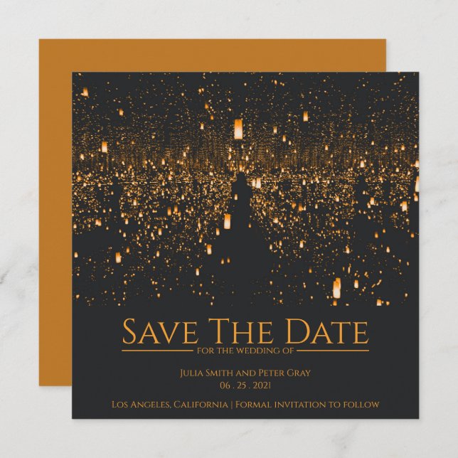 Sky Lights Save the Date Wedding Einladung (Vorne/Hinten)