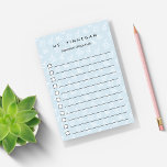 Sky | Liste der Personalisierten Lehrer Post-it Klebezettel<br><div class="desc">Wow die Lieblingslehrerin Ihres Kindes in der Ferien- oder Lehrerwertungswoche mit diesen coolen personalisierten Nachhinweisnotizen, die ein wissenschaftlich thematisches Muster von Mikroskopen, Beakern, Atomen und Büchern auf blass-blauem Hintergrund enthalten. Personalisieren Sie Ihre Arbeit mit dem Namen Ihres Lehrers und einer zusätzlichen Zeile mit eigenem Text (angezeigt mit "Wichtige Dinge zu...</div>
