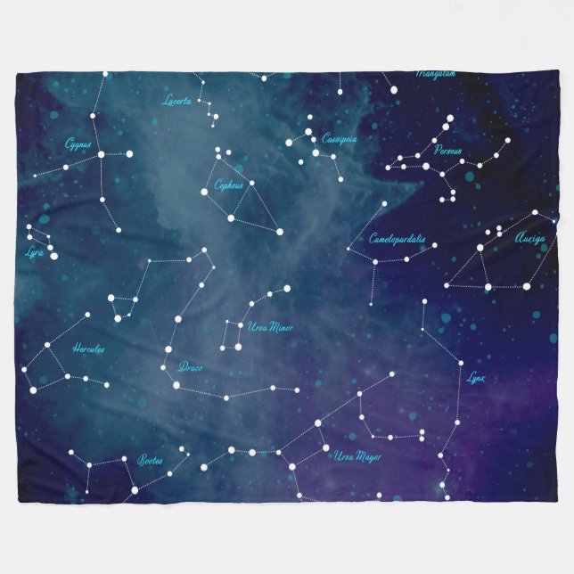 Sky Map Constellations Astronomie Fleecedecke (Vorderseite (Horizontal))