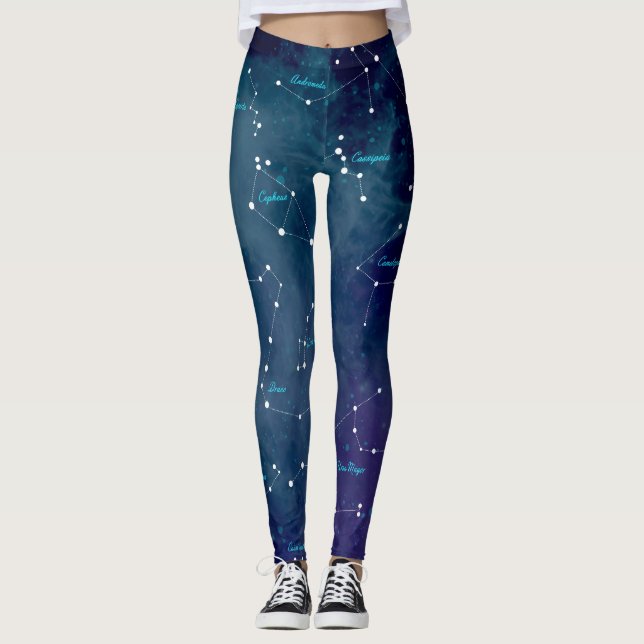 Sky Map Constellations Astronomie Leggings (Vorderseite)
