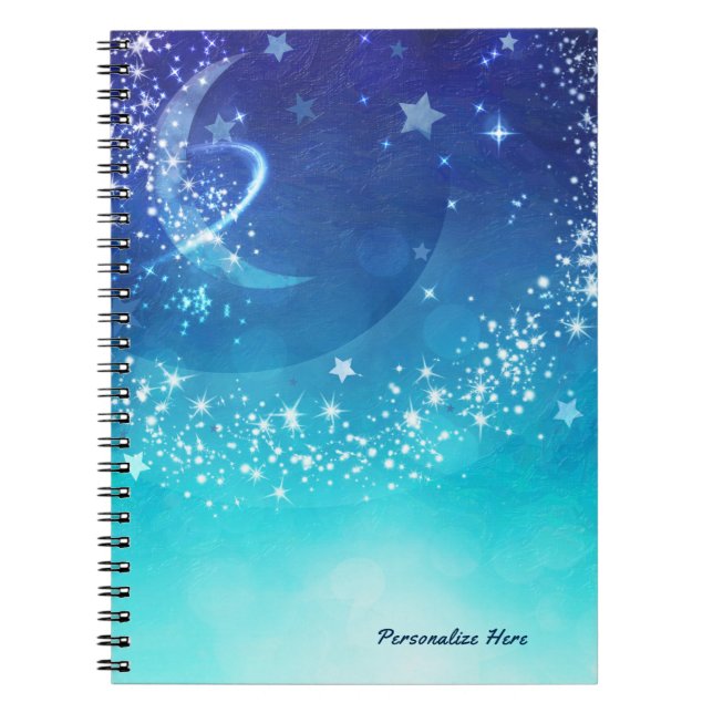 Sky Moon Sparkle & Stars Wasserfarbe Notizblock (Vorderseite)