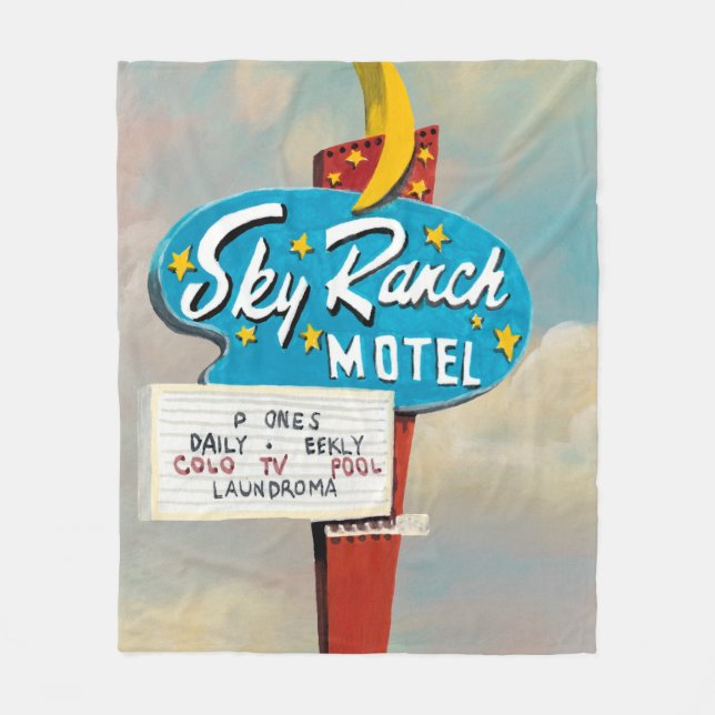 Sky Ranch Motel Sign Fleecedecke (Vorderseite)