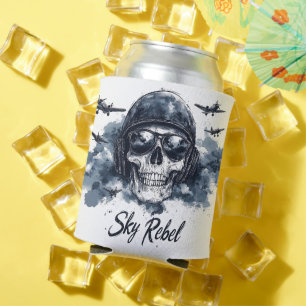 Sky Rebel Skull mit Pilot Helm und Sonnenbrille Dosenkühler