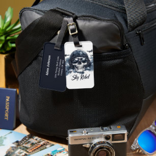 Sky Rebel Skull mit Pilot Helm und Sonnenbrille Gepäckanhänger