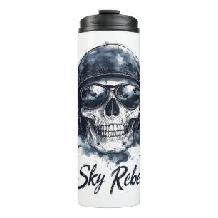 Sky Rebel Skull mit Pilot Helm und Sonnenbrille Thermosbecher