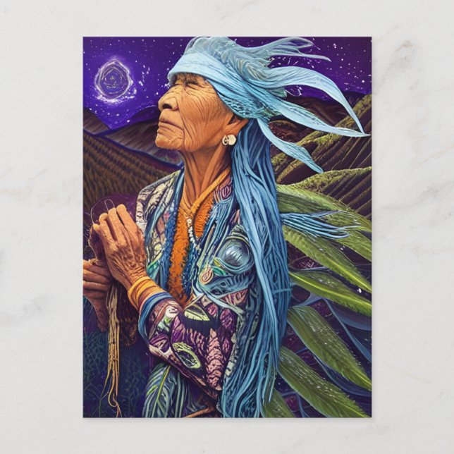 Sky Road Walker Native American Fantasy Art Postkarte (Vorderseite)