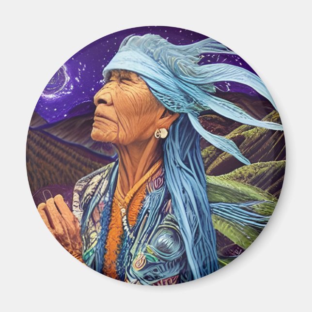 Sky Road Walker Native American Fantasy-Kunst  Magnet (Vorne)