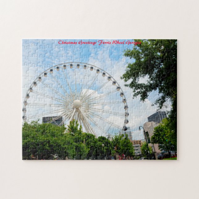 Sky view Ferris Wheel Georgia .Christmas Greetings Puzzle (Horizontal)