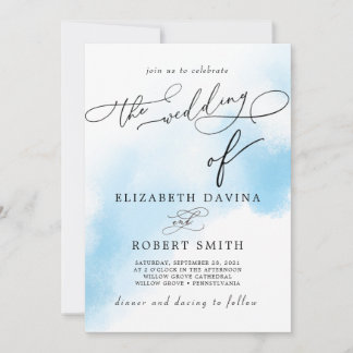 Sky Watercolor Wash und elegante Hochzeit Einladung
