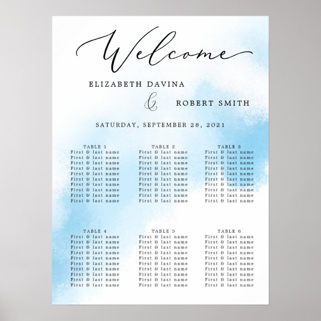 Sky Watercolor Wash und elegante Hochzeit Poster (Vorne)