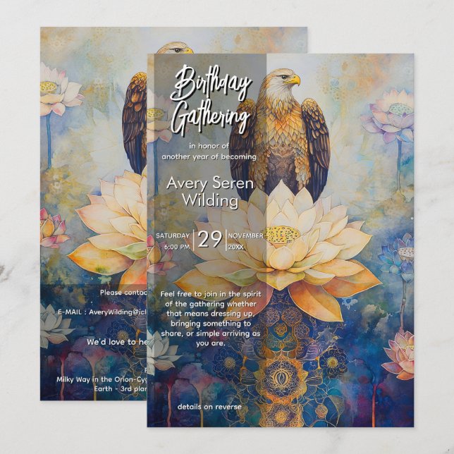 Sky Witness | Eagle Design Einladung (Vorne/Hinten)