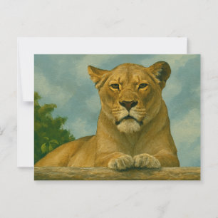 Skybound Grace - Lioness on Ledge Postkarte