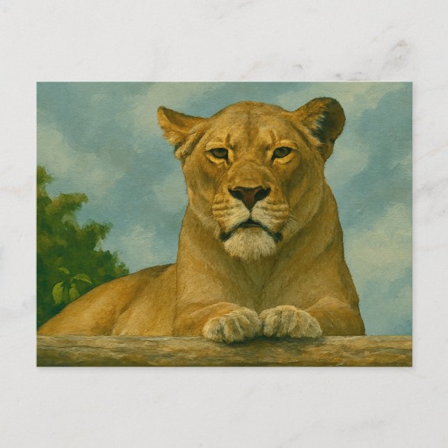 Skybound Grace - Lioness on Ledge Postkarte (Vorderseite)