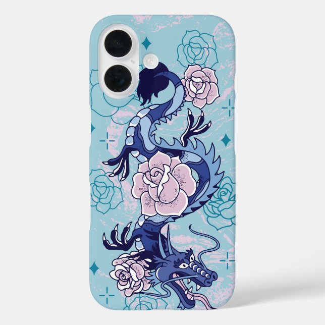 Skybound Serpent - Blue Dragon Floral Case-Mate iPhone Hülle (Rückseite)