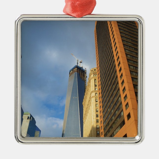 Skycraper Reflections of New York Ornament Aus Metall (Vorne)