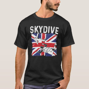 Skydive Großbritannien Flagge Fallschirm Springen T-Shirt