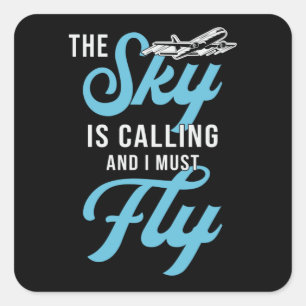 Skydiver der Himmel ruft und ich muss Vintag flieg Quadratischer Aufkleber
