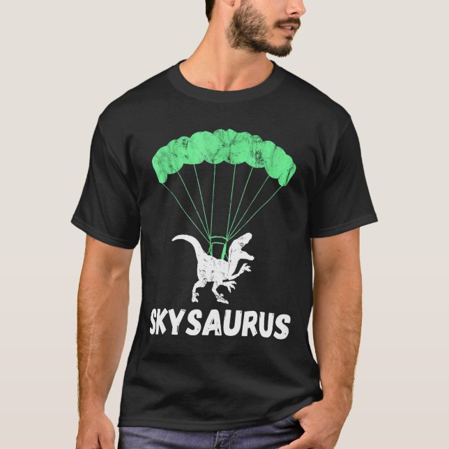Skydiver Dinosaurs Skydiving Parachute Jumping Tre T-Shirt (Vorderseite)