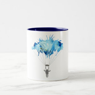 Skydiver, Fallschirm. Skydiving Sport. Zweifarbige Tasse