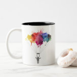 Skydiver, Fallschirm. Skydiving Sport. Zweifarbige Tasse<br><div class="desc">Skydiver,  Fallschirm. Mit Fallschirm abspringensport. Skydiving. 
Aquarell-Kunst-Illustration.

Tasse.

Dieses skydiving T-Stück mit dem Watercolor Parachutist macht ein niedliches Geschenk für a
Himmeltauchfrau oder Mann oder jemand die gerade Lieben dieser fantastische "himmlische" Sport oder ist in Popkultur Art.

Parachutist,  der an einer bunten Aquarellspritzenwolke hängt.</div>