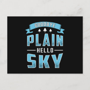 Skydiver Goodbye Schlicht Hello Sky Vintag Retro Postkarte