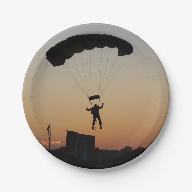 Skydiver Parachute bei Sunset Sky Diver Pappteller (Vorderseite)