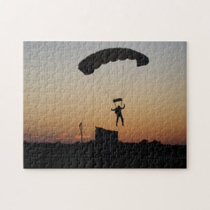 Skydiver Parachute bei Sunset Sky Diver Puzzle