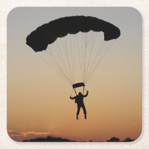 Skydiver Parachute bei Sunset Sky Diver Rechteckiger Pappuntersetzer