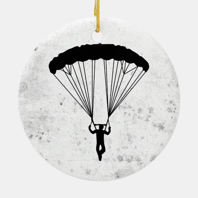 Skydiver Silhouette Keramik Ornament (Hinten)