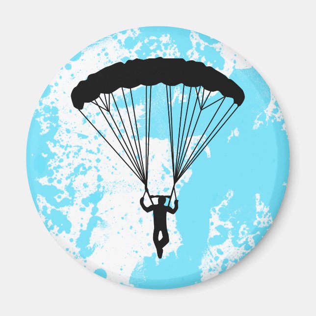 Skydiver Silhouette Magnet (Vorne)