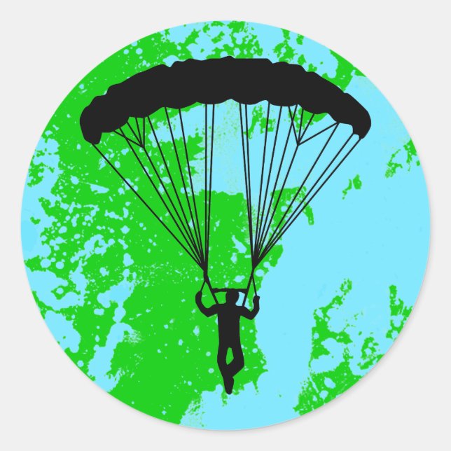 Skydiver Silhouette Runder Aufkleber (Vorderseite)