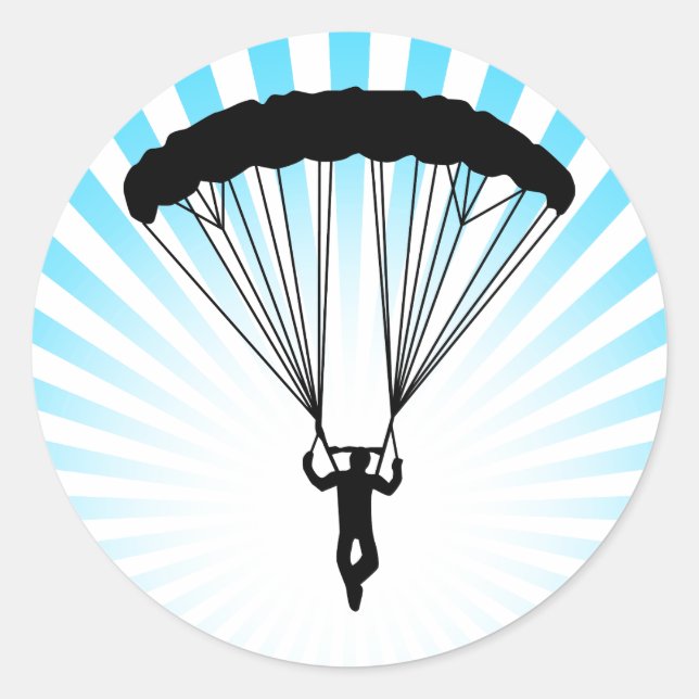 Skydiver Silhouette Runder Aufkleber (Vorderseite)