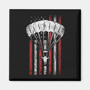 Skydiver Silhouette - Skydiving American Flag - Sk Magnet