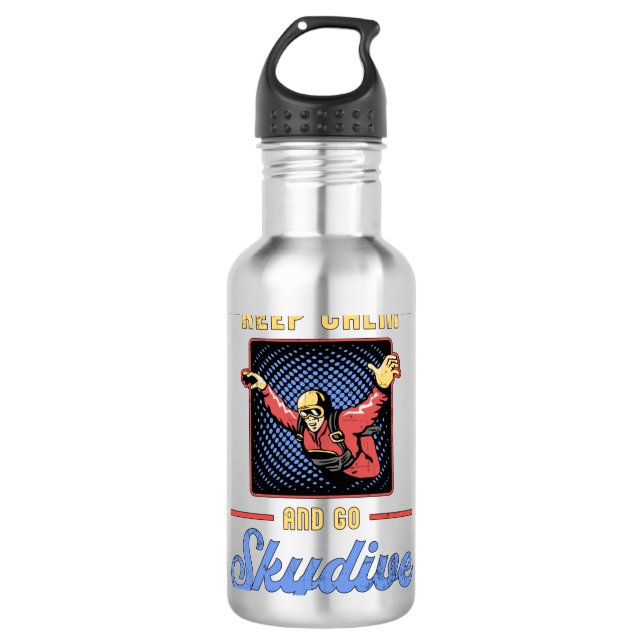 Skydiver Skydiver Retro Behalt Calm Funny Geschenk Edelstahlflasche (Vorderseite)