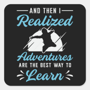 Skydiver und dann realisierte ich Vintage Abenteue Quadratischer Aufkleber