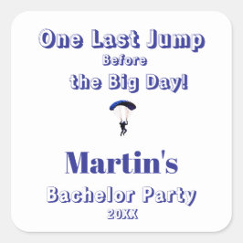 Skydiving Bachelor Party Funny Adventure Theme Quadratischer Aufkleber