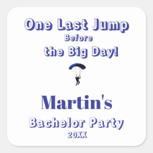Skydiving Bachelor Party Funny Adventure Theme Quadratischer Aufkleber