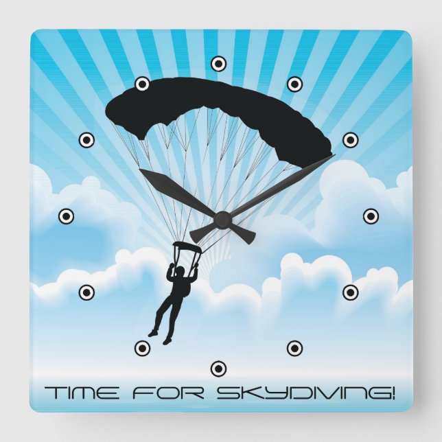 Skydiving Design Wall Clock Quadratische Wanduhr (Vorderseite)